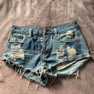 Two Toned Denim Shorts